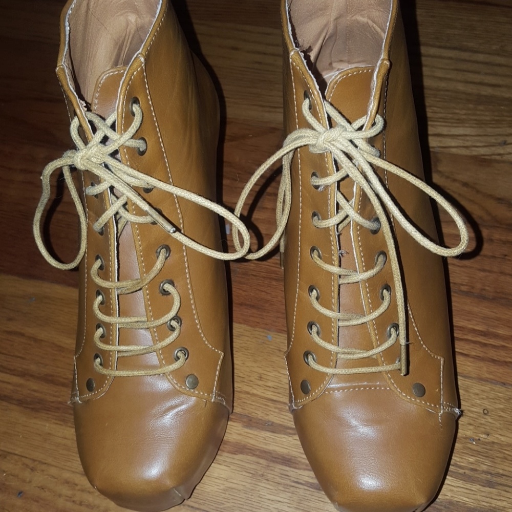 Lace up light brown booties. - Picture 2 of 2